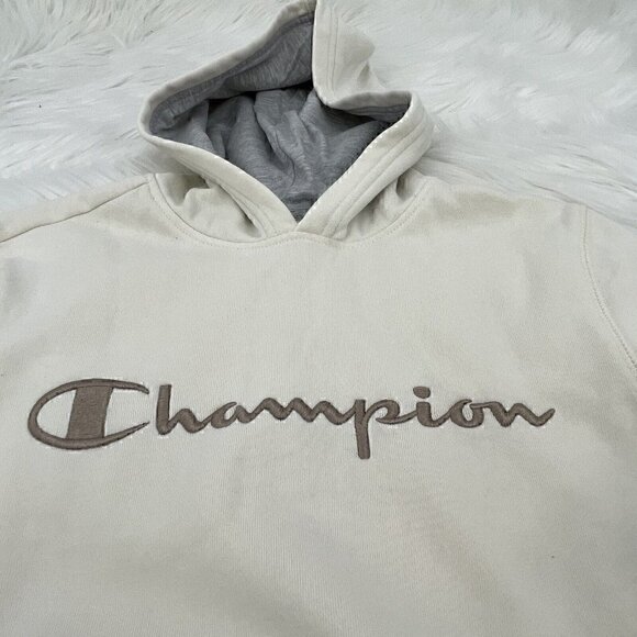 CHAMPION Girl's Medium Dip Dye Ombre Hoodie Beige Tan - Picture 3 of 7